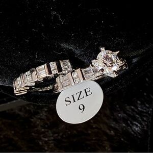 Simulated Engagement Ring Set w/ Swarovski® Crystals | Size 9